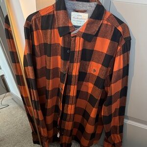 Weatherproof Men's Orange and Black Plaid Shirt